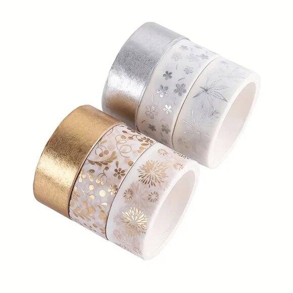 6pc Silver & Gold Festive Washi Tape Box Set - New in Box! - Picture 4 of 7